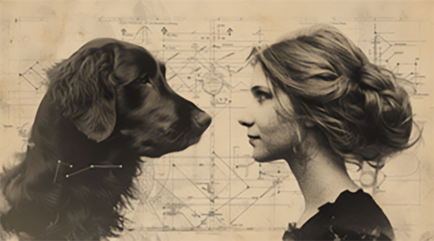dog and a woman looking at each other