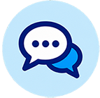 blue circle with chat icon