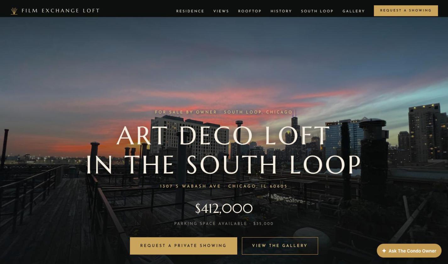 Film Exchange Loft property website with AI assistant by Xblu